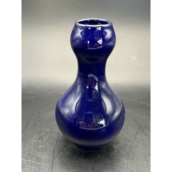 Vintage Small Japanese Kutani Porcelain Vase Peacocks Colbalt Blue 4.75 Inch - Picture 4 of 8